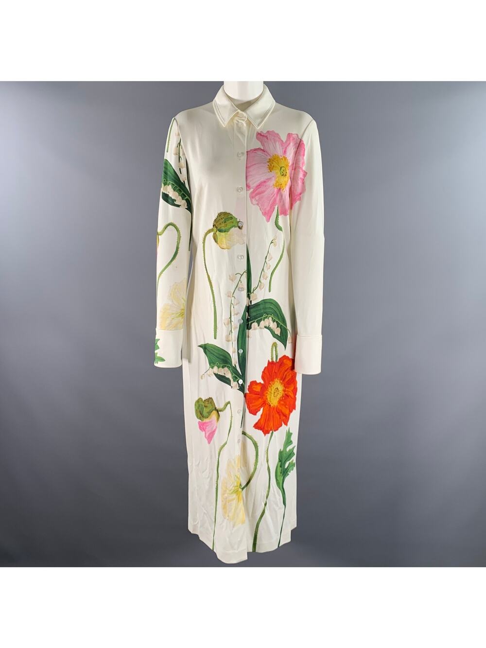 OSCAR DE LA RENTA Size 10 White Viscose Elastane Floral Maxi Dress